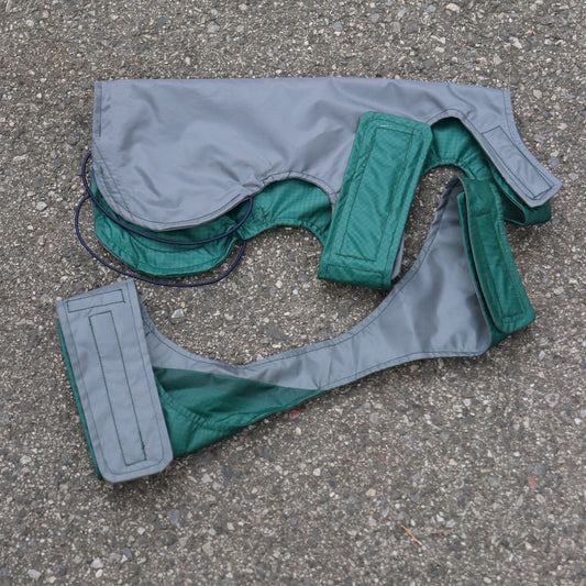 Upcycling Raincoat-SET " Green & Grey"